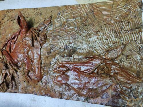 Chevaux de paix, chevaux de guerre -2007- Bas-relief, patine sanguine, vernis. H.60 x L.180 cms(détails)